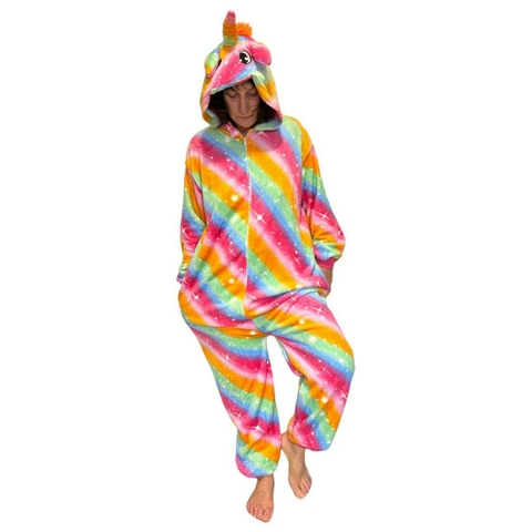 PIJAMA KIGURUMI UNICORNIO MULTICOLOR NARANJA ADULTO