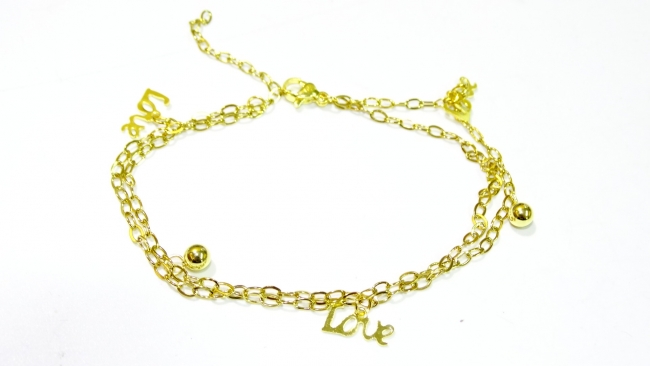 PULSERA ACERO DORADO LOVE DOBLE-