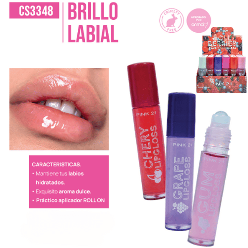 LIP GLOSS ROLL BERRIES PINK 21