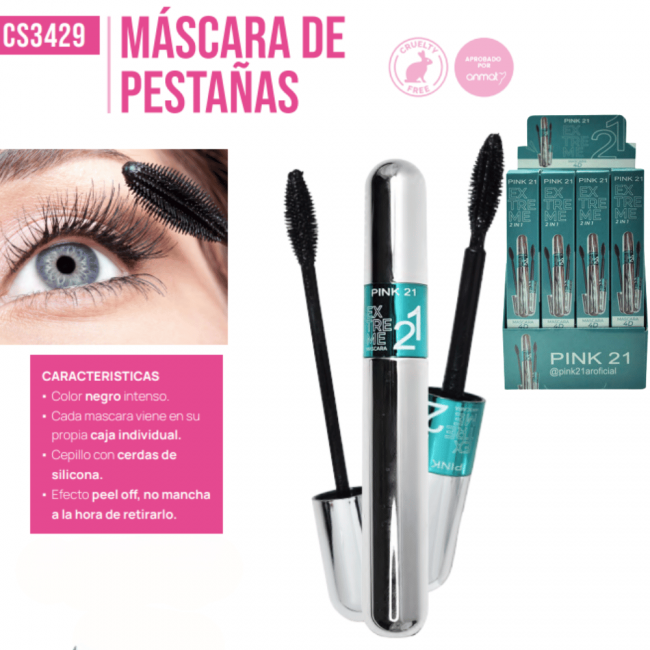 MASCARA DE PESTAÑAS EXTREME 2 IN 1 PINK 21