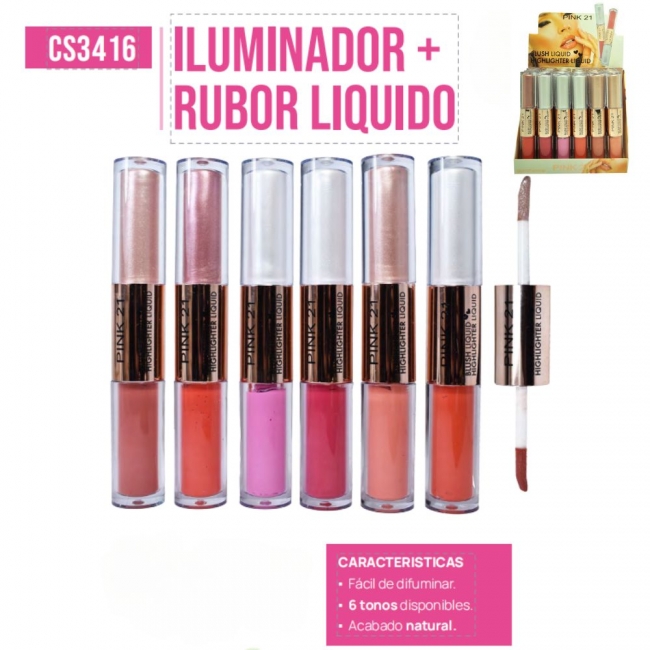 RUBOR LIQUIDO + ILUMINADOR LIQUIDO BLUSH PINK 21+