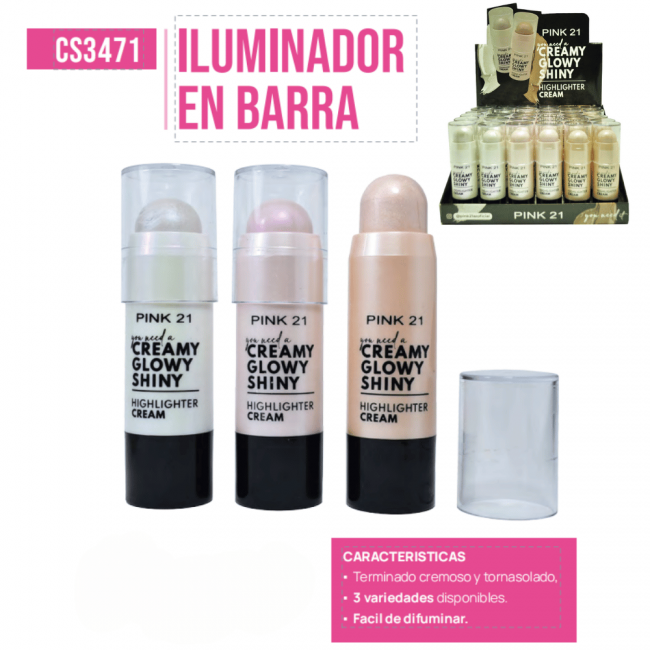 ILUMINADOR EN BARRA YOU NEED CREAMY GLOWY SHINY PINK 21-