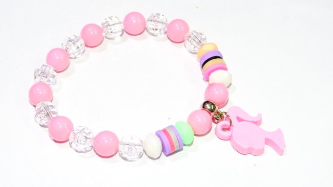 PULSERA INFANTIL BARBIE FIMO FACETADA+