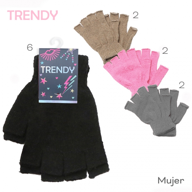 GUANTE TRENDY SIN DEDOS COLOR  X 12 D3+