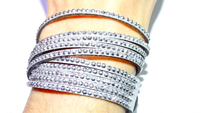 BRAZALETE STRASS ECO CUERO VARIAS VUELTAS+