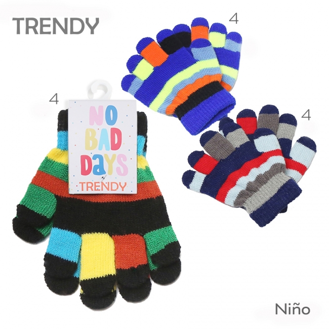 GUANTE INFANTIL TRENDY MULTICOLOR  X 12 D1+