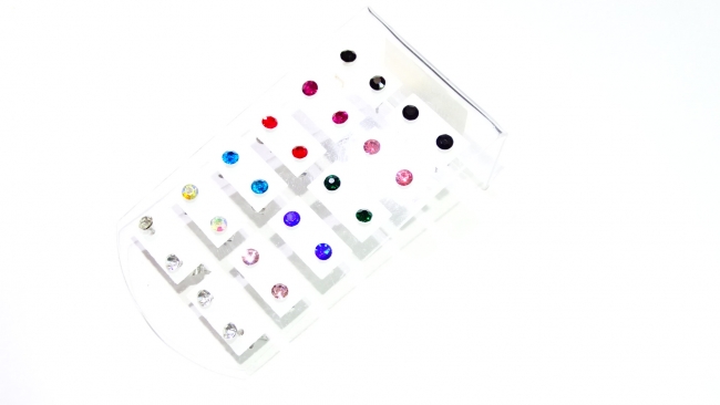 BLISTER AROS ACERO STRASS COLOR X 12+