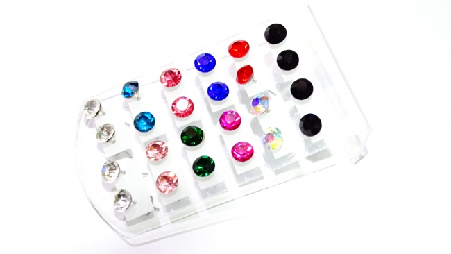 BLISTER AROS ACERO STRASS COLOR X 12+