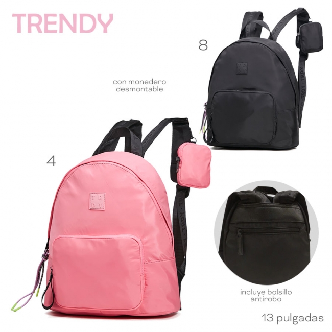 MOCHILA TRENDY+(SOLO ROSA)