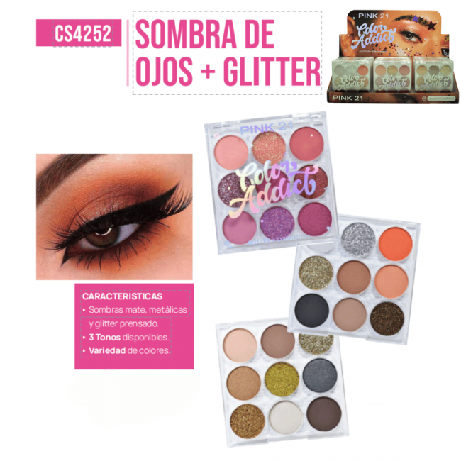 SOMBRAS + GLITTER COLORS ADDICT PINK 21