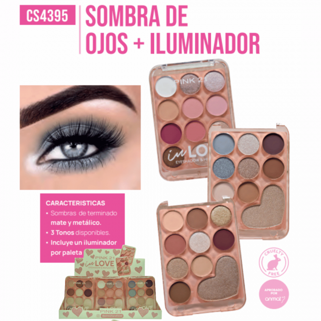 SOMBRAS + ILUMINADOR IN LOVE PINK 21