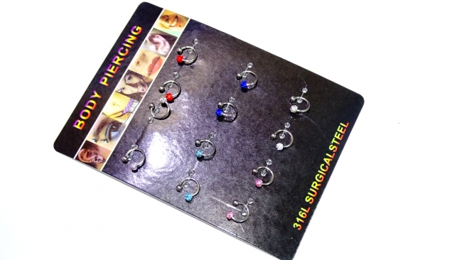 BLISTER AROS ACERO SEPTUM BOLITA STRASS X 12-