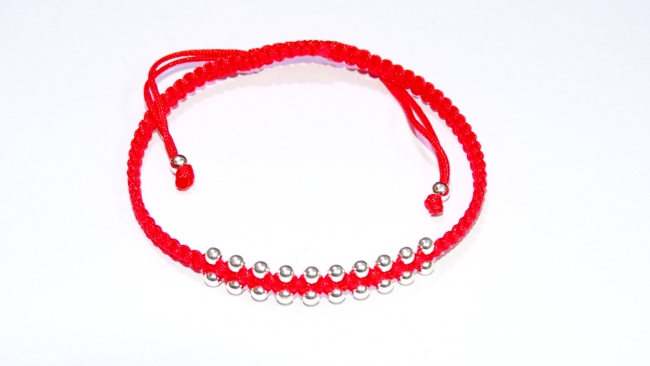 PULSERA PLATA MACRAME BOLITAS DOBLE