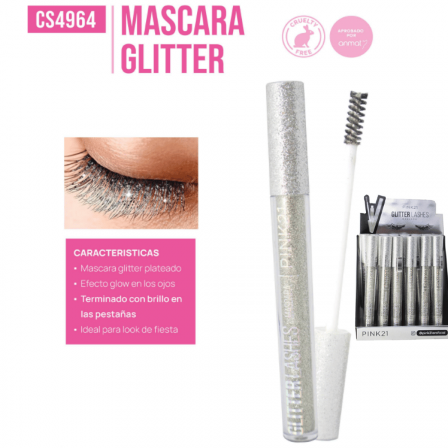 MASCARA DE PESTAÑAS GLITTER LASHES PINK 21