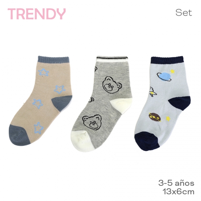 MEDIAS INFANTILES TRENDY X 12 PARES T6