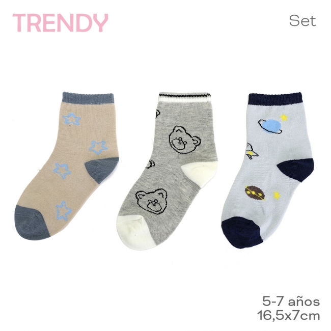 MEDIAS INFANTILES TRENDY X 12 PARES T6