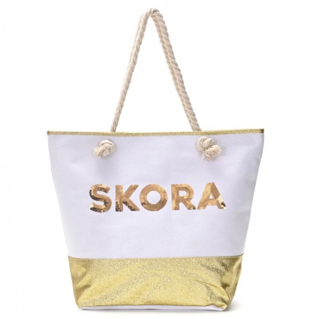 BOLSO PLAYERO SKORA COMBINADO CON DORADO