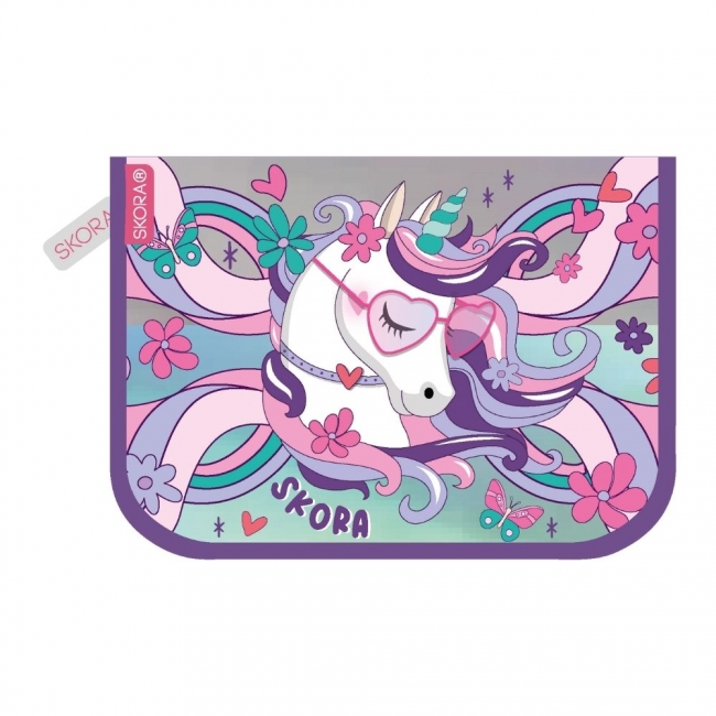 CARTUCHERA DESPLEGABLE CON VELCRO THINK HAPPY UNICORNIO