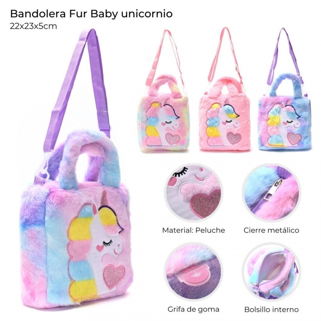 BANDOLERA FUR BABY UNICORNIO CON MANIJAS 